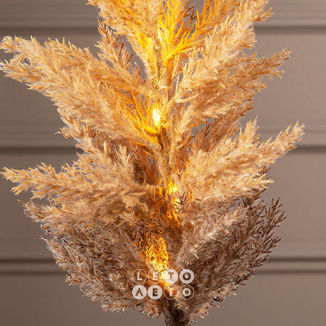 Светящаяся ветка для декора Pampas Caramel 70 см, теплые белые LED, на батарейках Kaemingk
