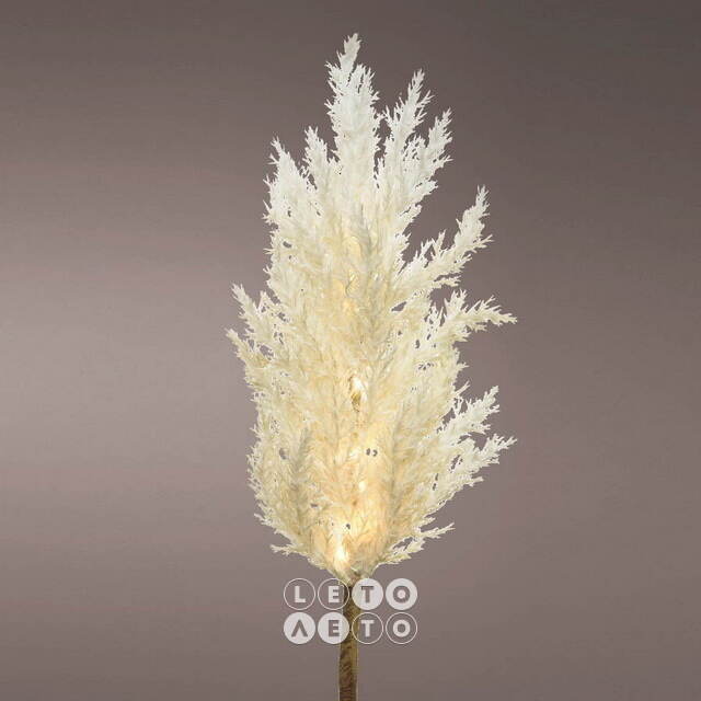 Светящаяся ветка для декора Pampas Cream 70 см, теплые белые LED, на батарейках Kaemingk