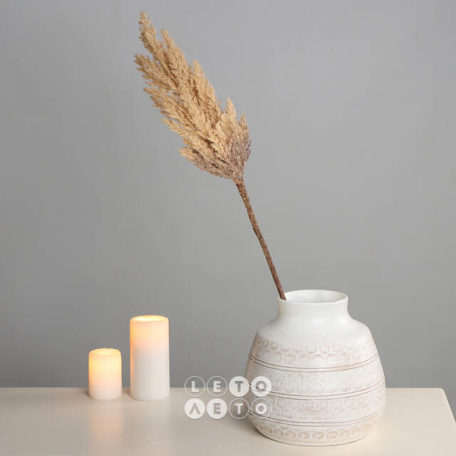 Светящаяся ветка для декора Pampas Caramel 70 см, теплые белые LED, на батарейках Kaemingk