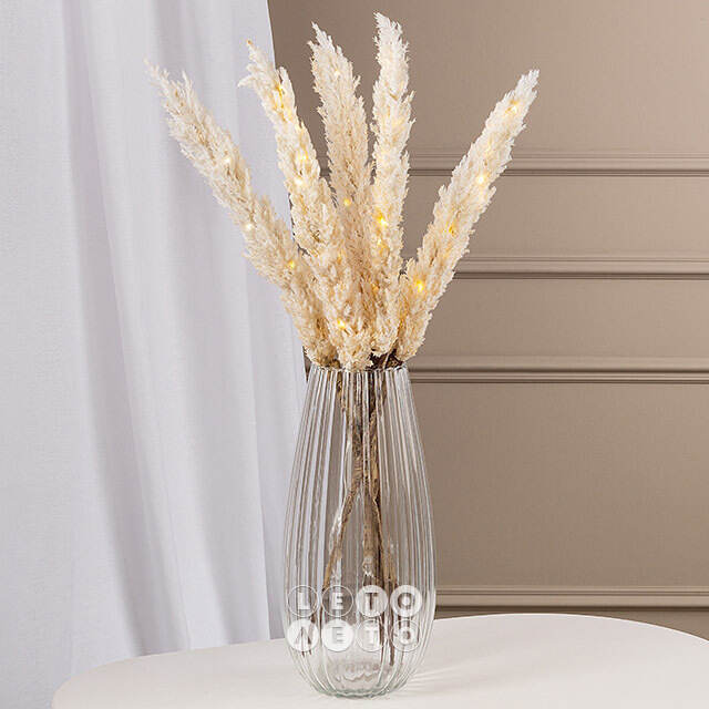Светящаяся ветка для декора Cortaderia Creamy 70 см, теплые белые LED, на батарейках Kaemingk