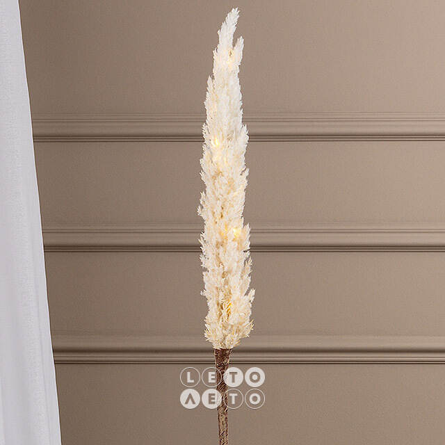 Светящаяся ветка для декора Cortaderia Creamy 70 см, теплые белые LED, на батарейках Kaemingk
