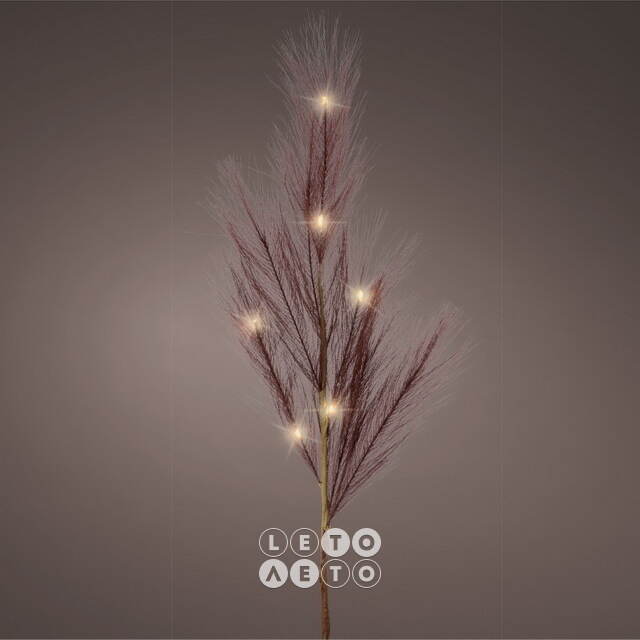 Светящаяся ветка для декора Chocolate Pluma 70 см, теплые белые LED лампы, на батарейках Kaemingk