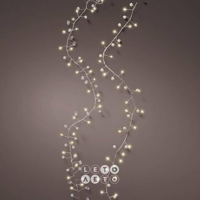 Светодиодная гирлянда Роса Jewels - Жемчужины, 10 м, 400 теплых микро LED, серебряная проволока, IP20 Kaemingk