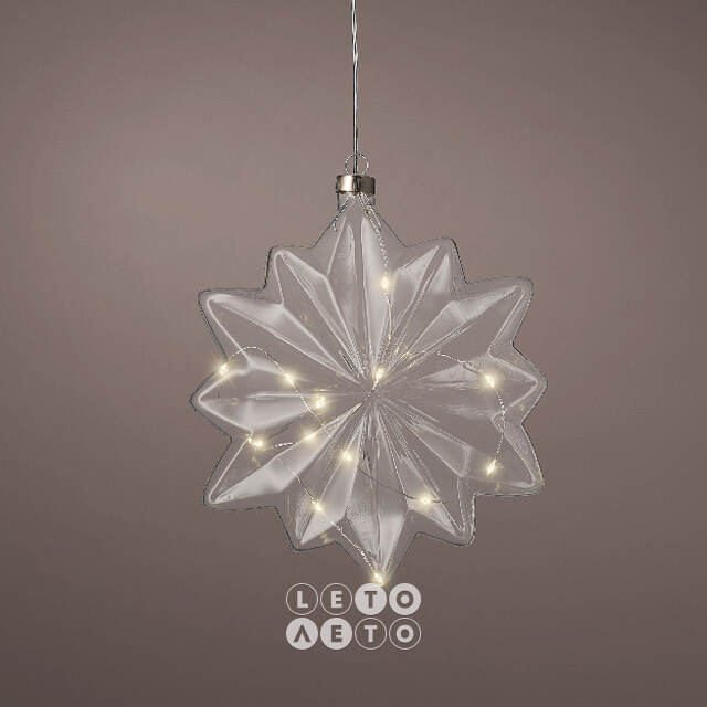 Подвесной светильник Звезда - Cristal Perfecto 19*8 см, 15 микро LED ламп, таймер, на батарейках, стекло Kaemingk