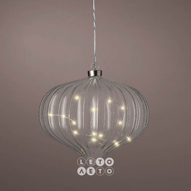 Подвесной светильник Луковка - Cristal Perfecto 21*20 см, 15 микро LED ламп, таймер, на батарейках, стекло Kaemingk