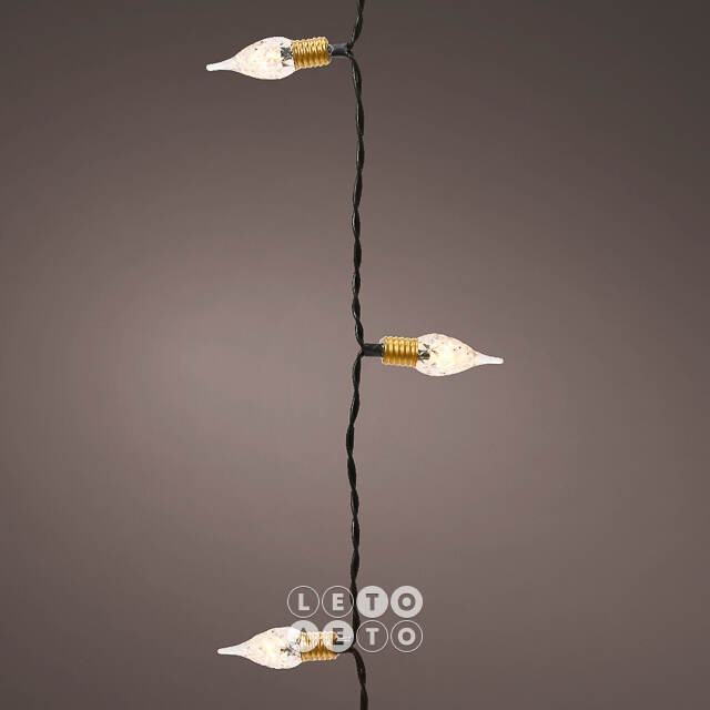 Светодиодная гирлянда на батарейках Vintage lights 4.9 м, 50 теплых белых LED ламп, зеленый ПВХ, контроллер, таймер, IP20 Kaemingk