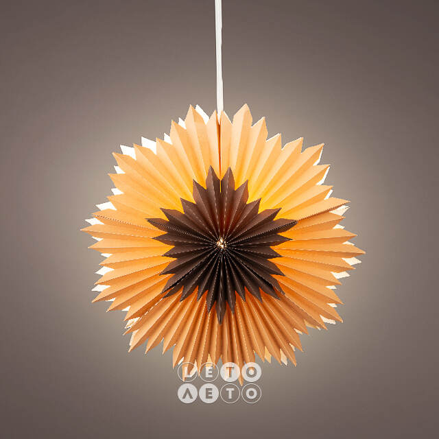 Светильник звезда из бумаги Solfrid 60 см, 6 теплых белых LED ламп, таймер, IP20 Kaemingk