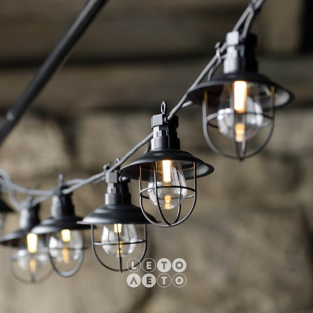 Гирлянда из лампочек Filidella, 10 ламп, теплые белые LED, 4.5 м, черный ПВХ, соединяемая, IP44 Kaemingk
