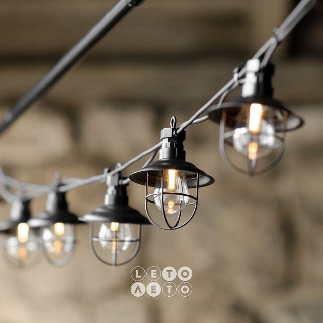 Гирлянда из лампочек Filidella, 10 ламп, теплые белые LED, 4.5 м, черный ПВХ, соединяемая, IP44 Kaemingk