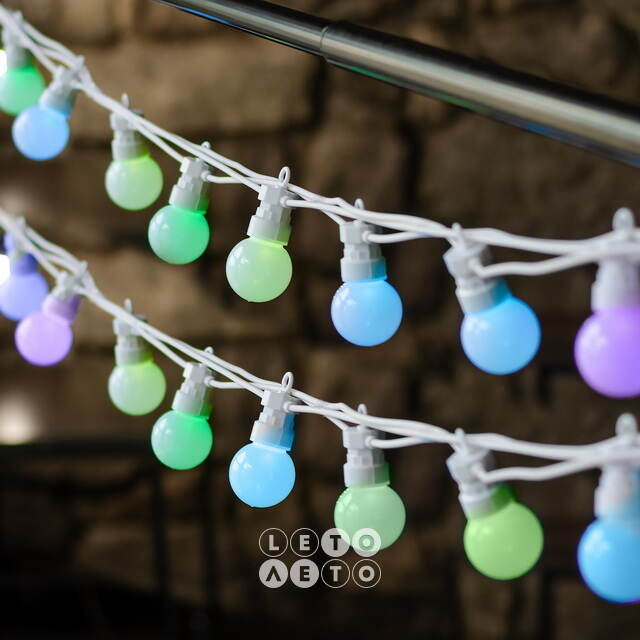 Гирлянда из лампочек Lollifray, 20 ламп c разноцветными RGB LED, 9.5 м, белый ПВХ, пульт управления, таймер, соединяемая, IP44 Kaemingk