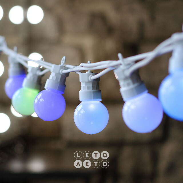 Гирлянда из лампочек Lollifray, 20 ламп c разноцветными RGB LED, 9.5 м, белый ПВХ, пульт управления, таймер, соединяемая, IP44 Kaemingk