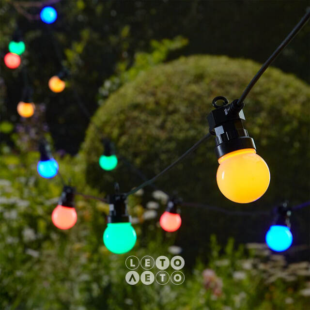 Гирлянда из лампочек Карнавал, 20 ламп, разноцветные LED, 9.5 м, черный ПВХ, соединяемая, контроллер, IP44 Kaemingk