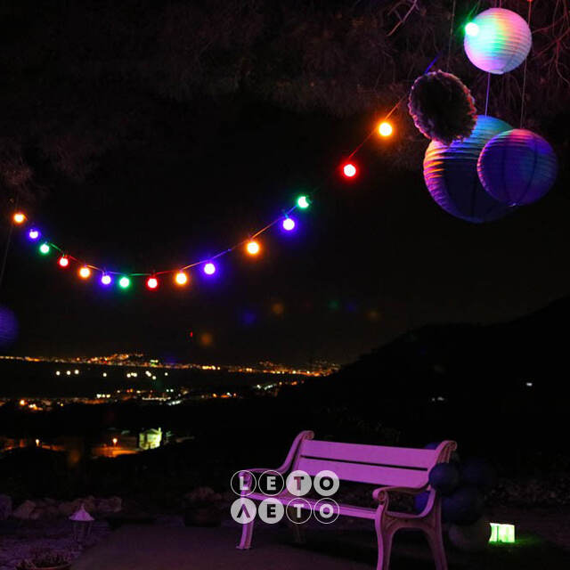 Гирлянда из лампочек Карнавал, 20 ламп, разноцветные LED, 9.5 м, черный ПВХ, соединяемая, контроллер, IP44 Kaemingk