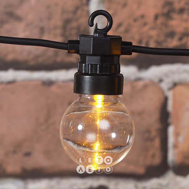 Гирлянда из лампочек, 20 экстра теплых белых LED ламп, 9.5 м, черный ПВХ, соединяемая, IP44 Kaemingk