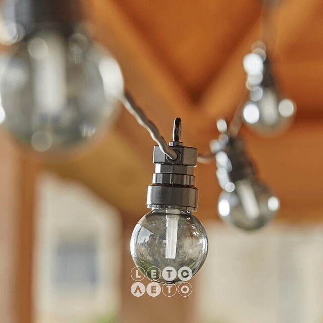 Гирлянда Лампочки Дымчатые, 20 ламп, теплые белые LED, 9.5 м, черный ПВХ, соединяемая, IP44 Kaemingk
