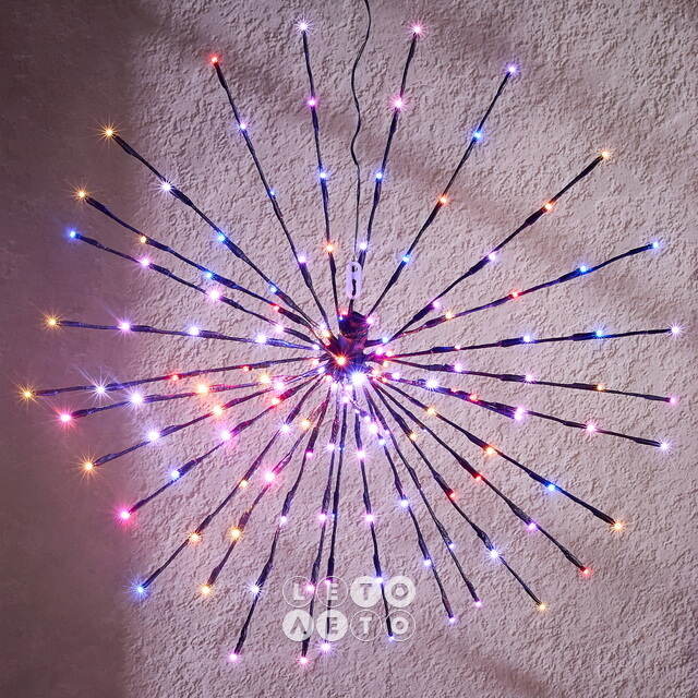 Светодиодный ежик Фейерверк Люминео 70 см, 150 теплых белых/разноцветных LED ламп, пульт управления, IP44 Kaemingk (Кейминг)