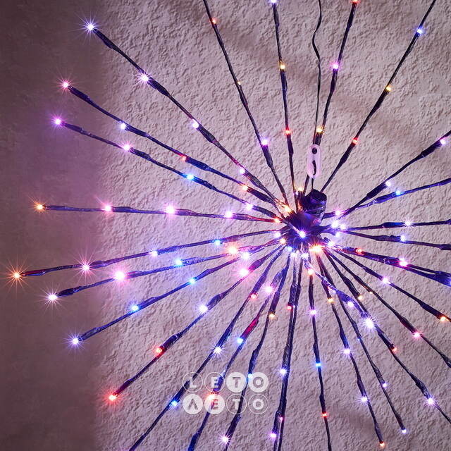 Светодиодный ежик Фейерверк Люминео 70 см, 150 теплых белых/разноцветных LED ламп, пульт управления, IP44 Kaemingk (Кейминг)