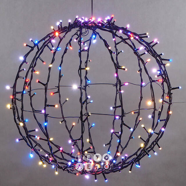 Светодиодный шар Lumineo Dancing Lights 48 см, 210 теплых белых/разноцветных LED ламп, пульт управления, IP44 Kaemingk