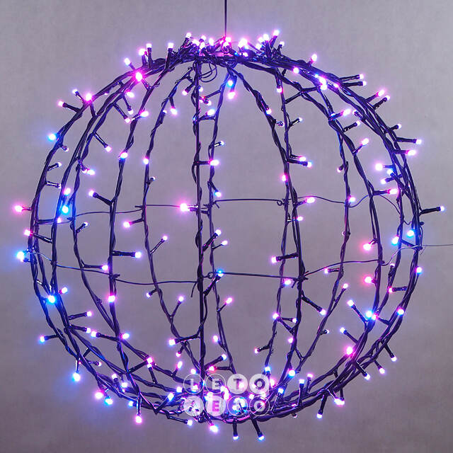 Светодиодный шар Lumineo Dancing Lights 48 см, 210 теплых белых/разноцветных LED ламп, пульт управления, IP44 Kaemingk