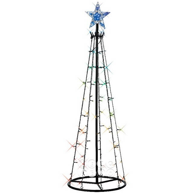 Светодиодная фигура Елка Lumineo Dancing Lights 120 см, 100 теплых белых/разноцветных LED ламп, пульт управления, IP44 Kaemingk
