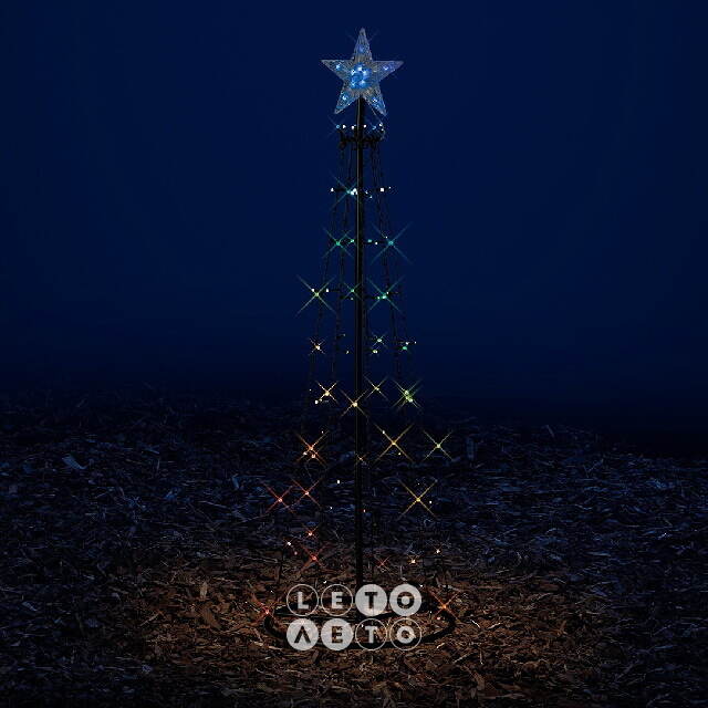 Светодиодная фигура Елка Lumineo Dancing Lights 120 см, 100 теплых белых/разноцветных LED ламп, пульт управления, IP44 Kaemingk