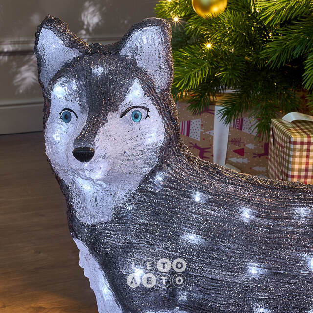 Акриловая фигура Хаски 49 см, 80 LED ламп, IP44 Kaemingk