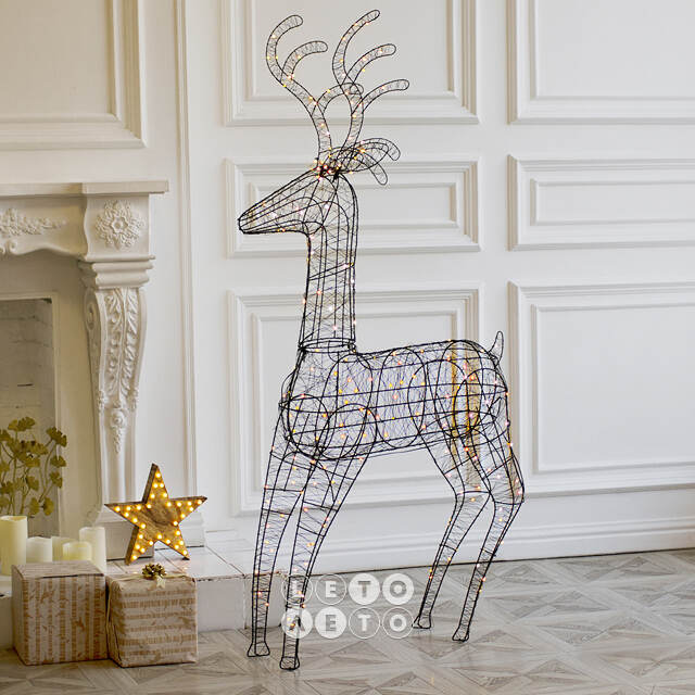Светящийся олень Brooklyn - Gold Coast 146 см, 180 Big&Bright LED ламп, IP44 Kaemingk