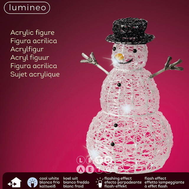 Светящаяся фигура Снеговик Mr Snowman 60 см, 80 LED ламп с мерцанием, IP44 Kaemingk