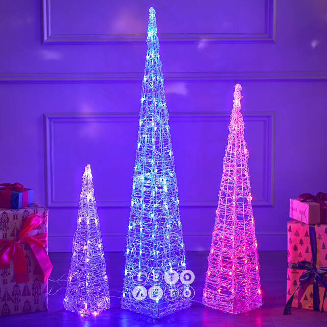 Светящаяся фигура Елка Cone Light 120 см, 80 разноцветных RGB LED ламп, IP44 Kaemingk