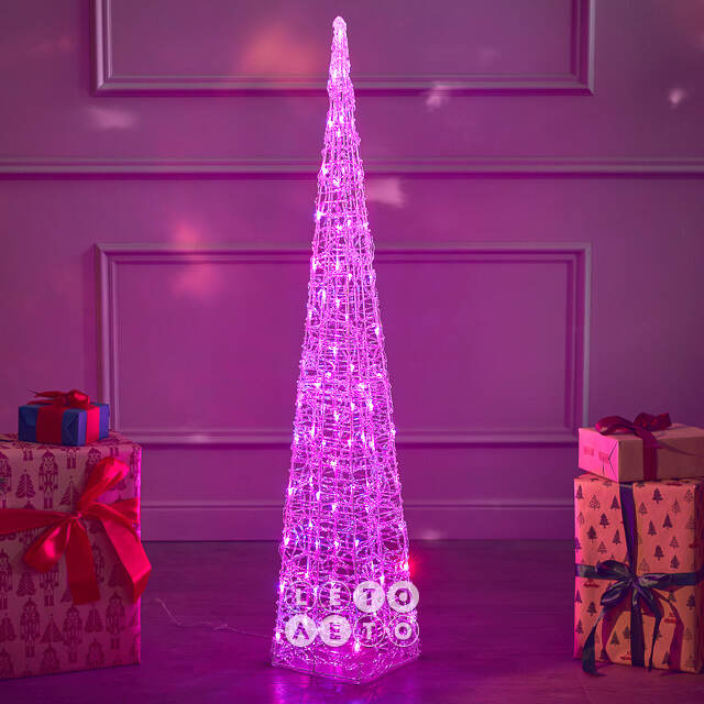 Светящаяся фигура Елка Cone Light 120 см, 80 разноцветных RGB LED ламп, IP44 Kaemingk
