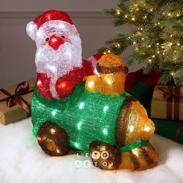 Светящаяся фигура Санта Клаус - Christmas Train 39 см, 50 LED ламп, IP44 Kaemingk
