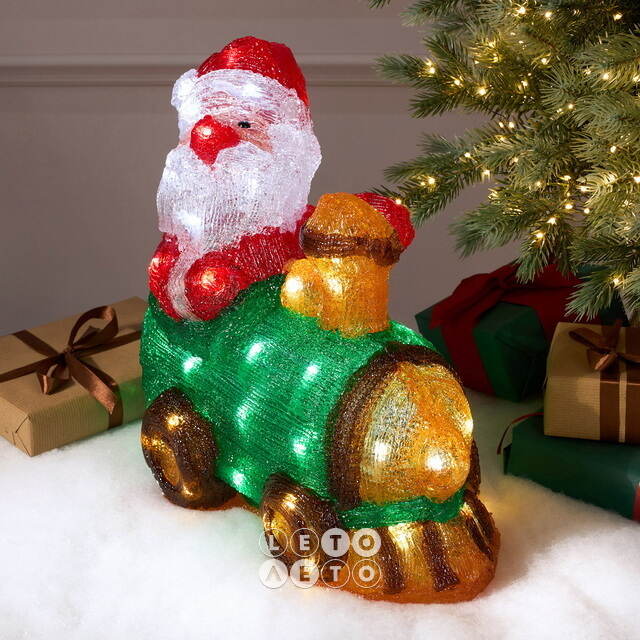 Светящаяся фигура Санта Клаус - Christmas Train 39 см, 50 LED ламп, IP44 Kaemingk