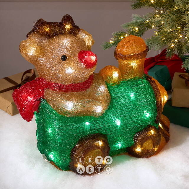 Светящаяся фигура Олень Рудольф - Christmas Train 37 см, 50 LED ламп, IP44 Kaemingk