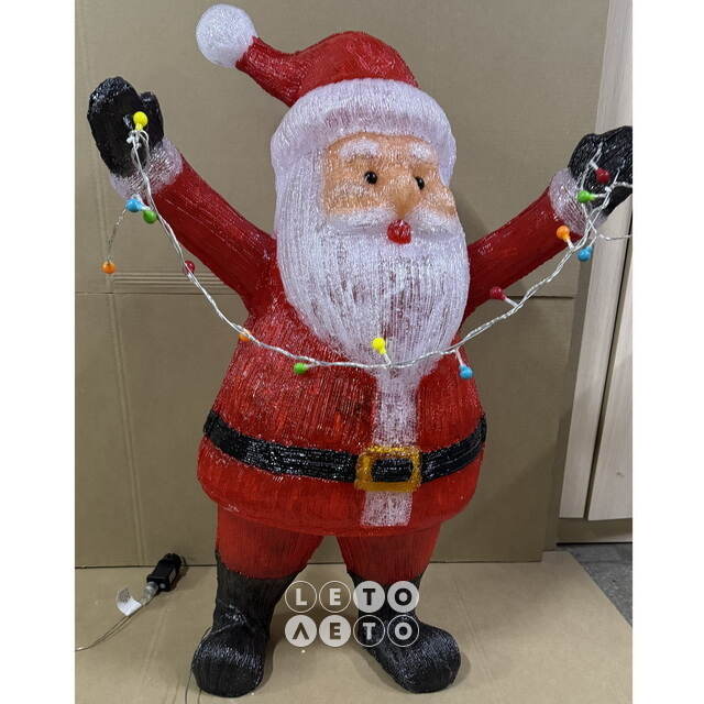 Светодиодная фигура Санта Клаус - Christmas is coming 88 см, 180 LED ламп с мерцанием, IP44, уцененная Kaemingk