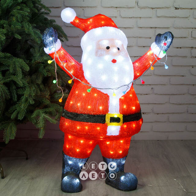 Светодиодная фигура Санта Клаус - Christmas is coming 88 см, 180 LED ламп с мерцанием, IP44, уцененная Kaemingk