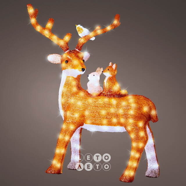 Светодиодная фигура Олень Айден и его друзья 95 см, 180 холодных белых LED ламп, таймер, IP44 Kaemingk