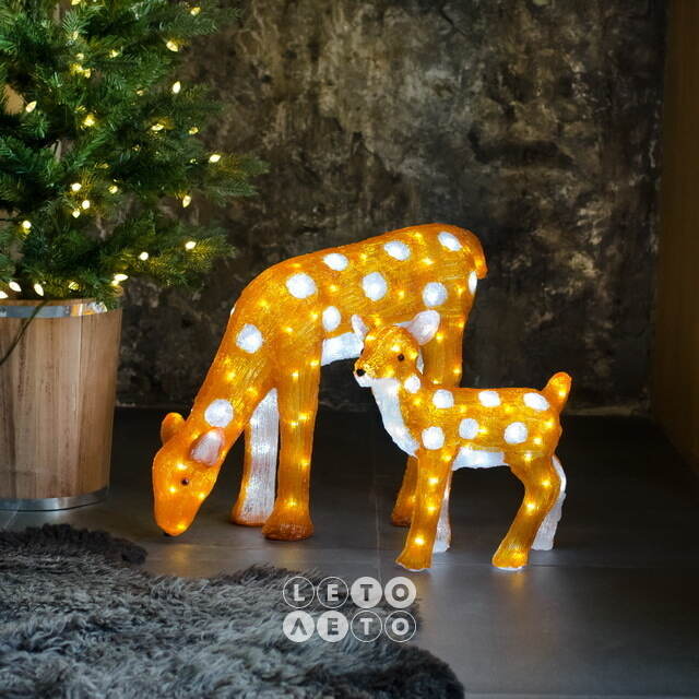 Светящийся олень Брэнсон 38 см, 60 холодных белых LED ламп, таймер, IP44 Kaemingk