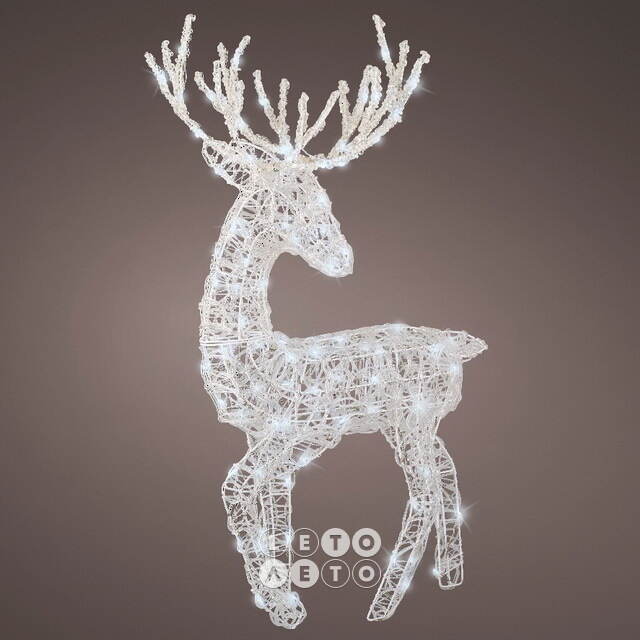 Светящийся олень Гастон 94 см, 100 холодных белых LED ламп с мерцанием, таймер, IP44 Kaemingk