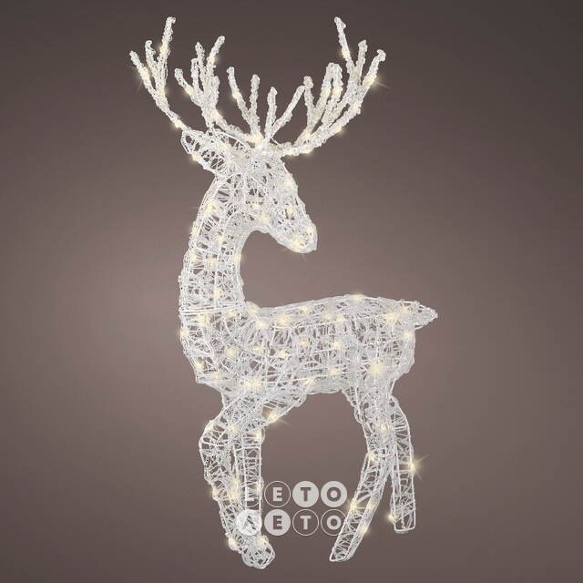 Светящийся олень Гастон 94 см, 100 теплых белых LED ламп с мерцанием, таймер, IP44 Kaemingk