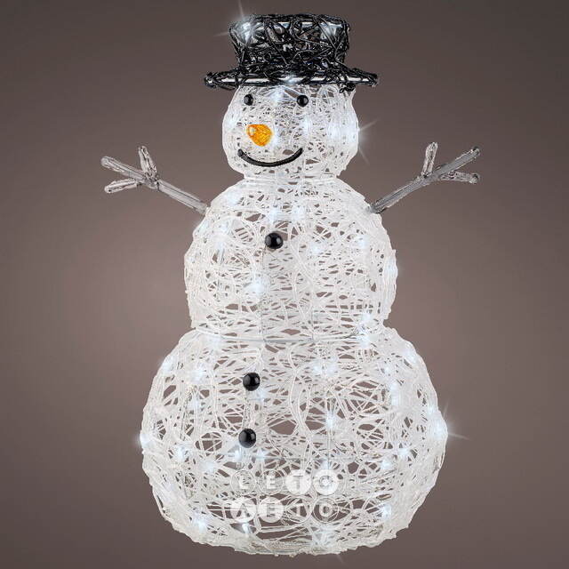 Светящаяся фигура Снеговик Mr Snowman 65 см, 80 холодных белых LED ламп с мерцанием, IP44 Kaemingk