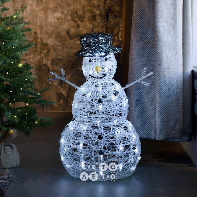 Светящаяся фигура Снеговик Mr Snowman 65 см, 80 холодных белых LED ламп с мерцанием, IP44 Kaemingk