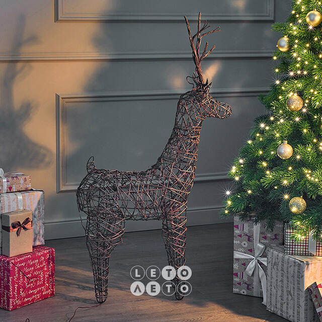 Светящийся олень Rottweil Deer 104 см, 72 теплые белые LED лампы, IP44 Kaemingk