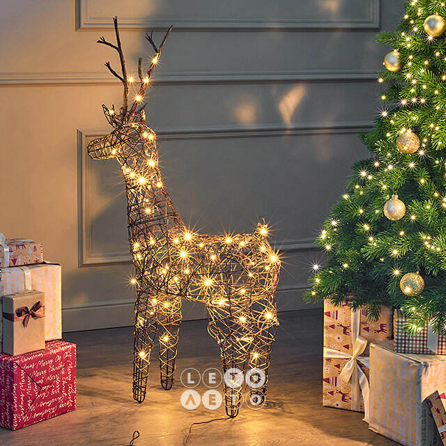 Светящийся олень Rottweil Deer 104 см, 72 теплые белые LED лампы, IP44 Kaemingk