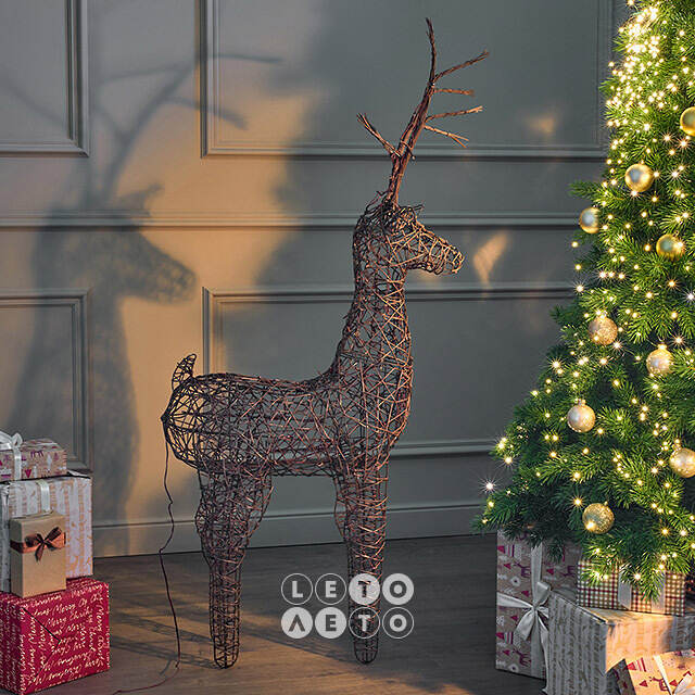 Светящийся олень Rottweil Deer 135 см, 96 теплых белых LED ламп, IP44 Kaemingk