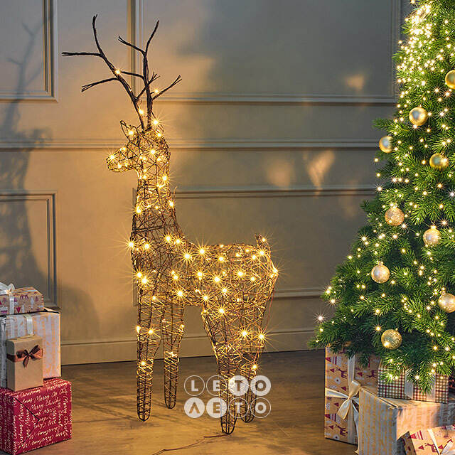 Светящийся олень Rottweil Deer 135 см, 96 теплых белых LED ламп, IP44 Kaemingk