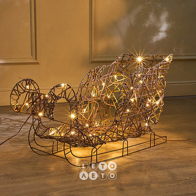 Светящийся олень Рудольф с санями 72 см, 72 теплых белых LED, IP44 Kaemingk