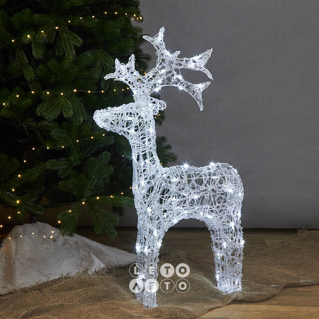 Олень светящийся Ажурный 90 см, 80 холодных белых LED ламп, IP44 Kaemingk