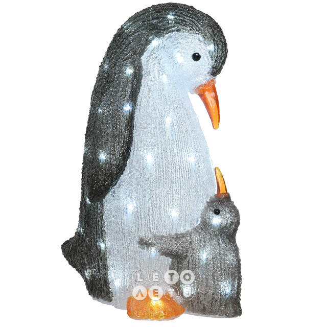 Акриловая фигура Пингвин с Малышом 47 см, 60 LED ламп, IP44 Kaemingk