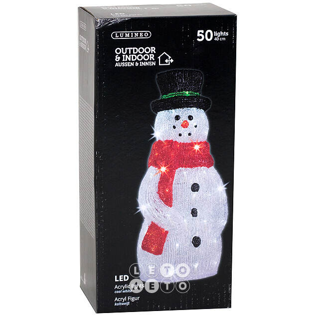 Светящийся Сэр Снеговик 40 см, 50 LED ламп, IP44 Kaemingk