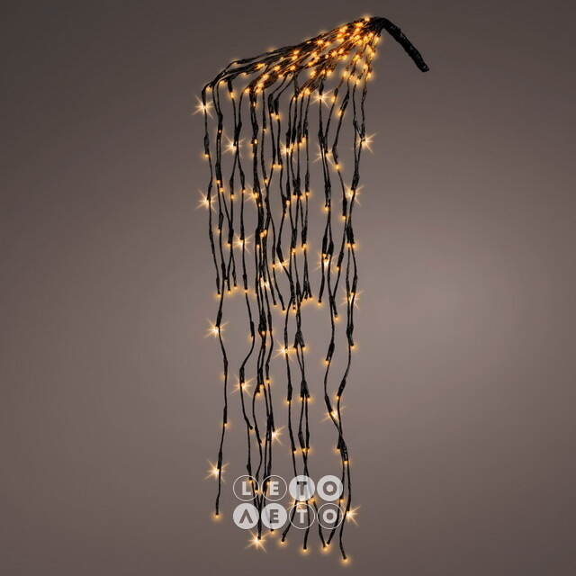 Светодиодное украшение Cascade Black 1.2 м, 440 теплых белых LED ламп с мерцанием, IP44 Kaemingk